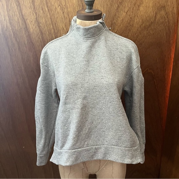 H&M sz 2 Studio Gray Loopback Fleece Sweatshirt Zipper Detail AW 2014 - Picture 10 of 12